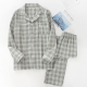 Spring and autumn mens pajamas long-sleeved trousers cotton double gauze lattice large size suit home service men's pajamas suit Spring and autumn mens pajamas long-sleeved trousers cotton double gauze lattice large size suit home service men's pajamas suit