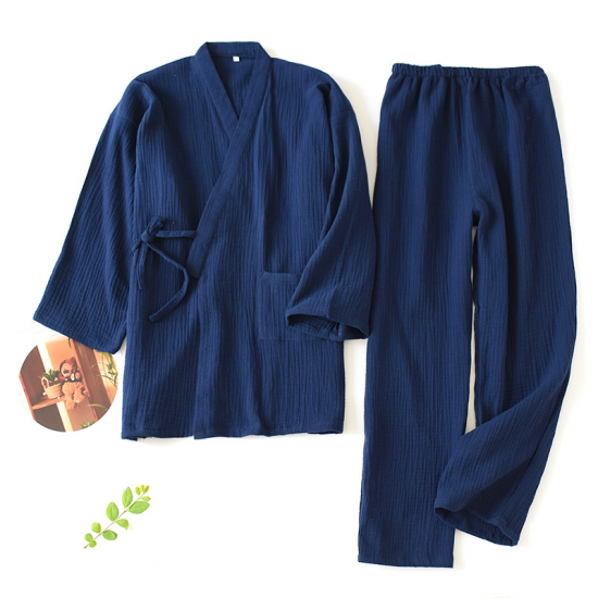 2025 Japanese Kimono Set 100%Cotton Pajamas Two-piece Couple Yukata Loose Men's And Women's Sweat Steaming Suit Home Service Set 2025 Japanese Kimono Set 100%Cotton Pajamas Two-piece Couple Yukata Loose Men's And Women's Sweat Steaming Suit Home Service Set