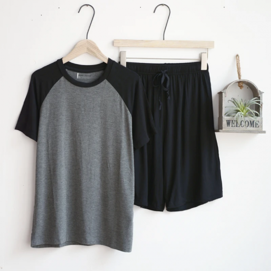 Modal summer pajamas for men thin section loose short sleeve shorts can be worn outside sports home service suit men sleepwear Modal summer pajamas for men thin section loose short sleeve shorts can be worn outside sports home service suit men sleepwear