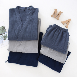2025 Japanese Kimono Set 100%Cotton Pajamas Two-piece Couple Yukata Loose Men's And Women's Sweat Steaming Suit Home Service Set