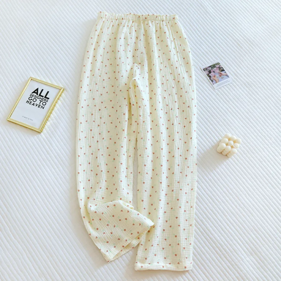 2025 Japanese Spring/Summer New Women's Pajama Pants 100% Cotton Crepe Pants Sweet and Cute Pajama Ladies Loose Home Pants 2025 Japanese Spring/Summer New Women's Pajama Pants 100% Cotton Crepe Pants Sweet and Cute Pajama Ladies Loose Home Pants