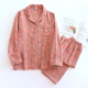2025 new spring and summer women's pajamas suit long-sleeved trousers two-piece 100% cotton crepe flower leaves home clothes 2025 new spring and summer women's pajamas suit long-sleeved trousers two-piece 100% cotton crepe flower leaves home clothes