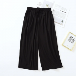 Summer Japanese style loose cropped trousers ladies modal thin shorts solid color wide leg large size home pants womens bottoms
