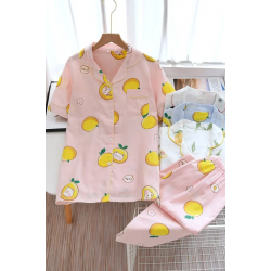 2025 Japanese style simple short women female 100% cotton gauze short sleeve trousers ladies pajamas suit cute pajamas sets home