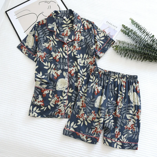 summer news pijama mujer thin section short-sleeved shorts large floral print pajamas home service ladies pajamas for women summer news pijama mujer thin section short-sleeved shorts large floral print pajamas home service ladies pajamas for women