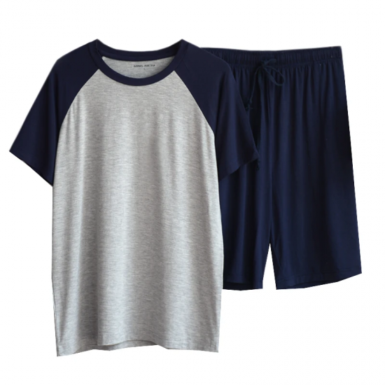 Modal summer pajamas for men thin section loose short sleeve shorts can be worn outside sports home service suit men sleepwear Modal summer pajamas for men thin section loose short sleeve shorts can be worn outside sports home service suit men sleepwear