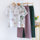 2025 Japanese Summer New Women's Pajama Set Short Sleeve+Long Pants Two piece Set 100%Cotton Thin Cardigan Home Furnishing Fresh 2025 Japanese Summer New Women's Pajama Set Short Sleeve+Long Pants Two piece Set 100%Cotton Thin Cardigan Home Furnishing Fresh