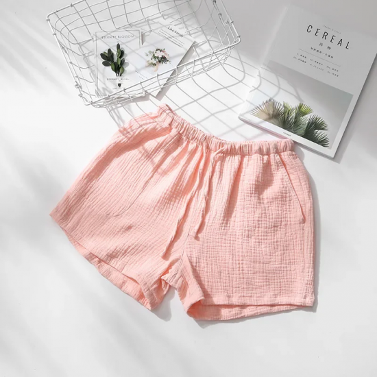 Summer Couple Sleep Pants Cotton Crepe Nightwear for Men and Women Pajama Shorts Elastic Waist Sleep Bottoms Sleeping Shorts Summer Couple Sleep Pants Cotton Crepe Nightwear for Men and Women Pajama Shorts Elastic Waist Sleep Bottoms Sleeping Shorts