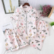 Three-piece Japanese-style pajamas women spring and summer autumn 100% cotton gauze short-sleeved shorts trousers summer suit ho Three-piece Japanese-style pajamas women spring and summer autumn 100% cotton gauze short-sleeved shorts trousers summer suit ho