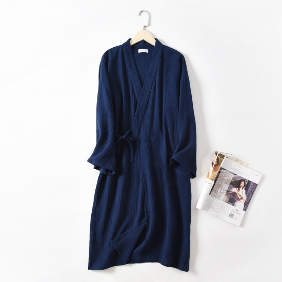 New spring and autumn Japanese kimono robe couple cotton crepe bathrobe men and women kimono robe robes for women sleepwear New spring and autumn Japanese kimono robe couple cotton crepe bathrobe men and women kimono robe robes for women sleepwear