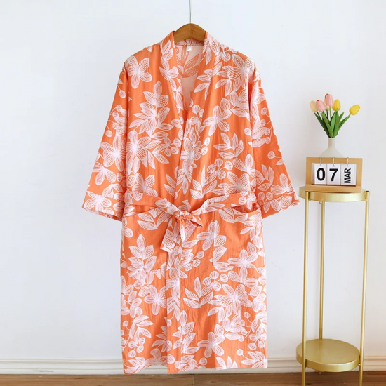 2025 Japanese Kimono Women's New 100% Cotton Loose Bathrobe Lace up Kimono Bathrobe Sweat Steaming Gown Pajama Ladies Sleepwear 2025 Japanese Kimono Women's New 100% Cotton Loose Bathrobe Lace up Kimono Bathrobe Sweat Steaming Gown Pajama Ladies Sleepwear