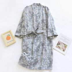 2025 Japanese Kimono Women's New 100% Cotton Loose Bathrobe Lace up Kimono Bathrobe Sweat Steaming Gown Pajama Ladies Sleepwear